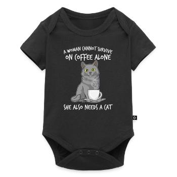 Woman Cat Lover Coffee Lover Caffeine Meow - Baby Premium short-sleeve bodysuit - black - Front