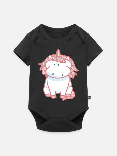 Licorne Rose (b) - Body à manches courtes Premium Bébé - noir