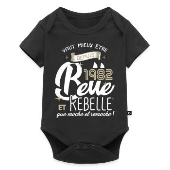 anniversaire 40 ans fille belle et rebelle 1982 - Body à manches courtes Premium Bébé - noir - Devant