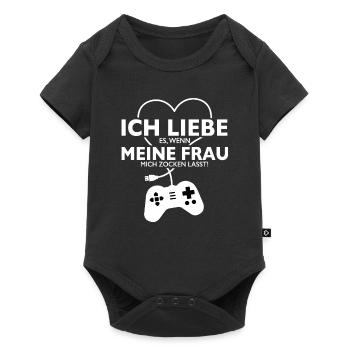 ICH LIEBE Meine Frau Zocken Gamer Lustig T-Shirt - Baby Premium Kurzarmbody - Schwarz - Vorne