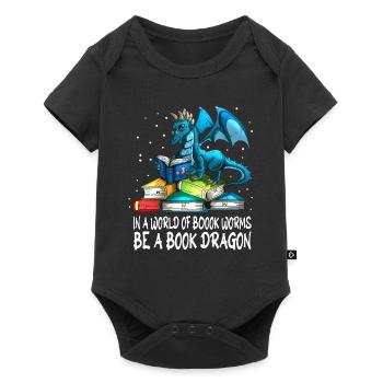 Book Book Worm Read Dragon Reading Outfit Dragon - Baby Premium short-sleeve bodysuit - black - Front