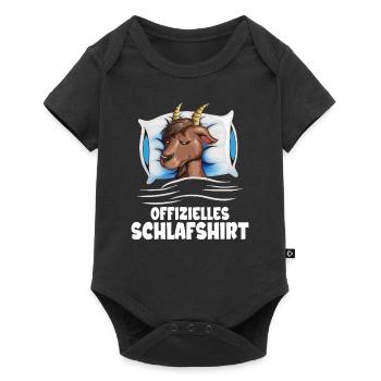 Ziege Schläft träumende Ziege Lamm Ziegenbock - Baby Premium Kurzarmbody - Schwarz - Vorne