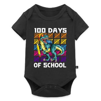 School 100 Days Kids Dino T-Rex Celebration Shirt - Baby Premium short-sleeve bodysuit - black - Front