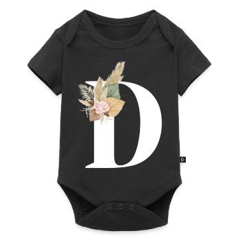 flowery letter D - Baby Premium short-sleeve bodysuit - black - Front