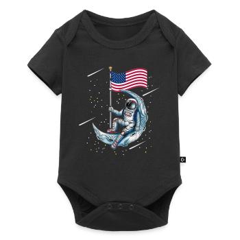 Moon Landing USA America Flag Moon Space Fan - Baby Premium short-sleeve bodysuit - black - Front