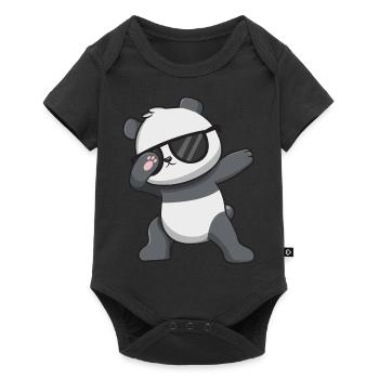 Panda Sonnenbrille - Baby Premium Kurzarmbody - Schwarz - Vorne