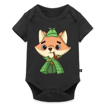 Fuchs-Detektiv - Baby Premium Kurzarmbody - Schwarz - Vorne