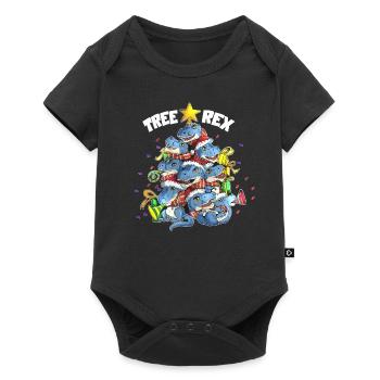 Tree Rex Dinosaurier Tyrannosaurus Rex Weihnachten - Baby Premium Kurzarmbody - Schwarz - Vorne