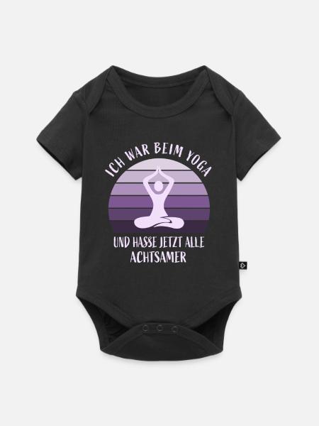 Ich war beim Yoga - Baby Premium Kurzarmbody - Schwarz