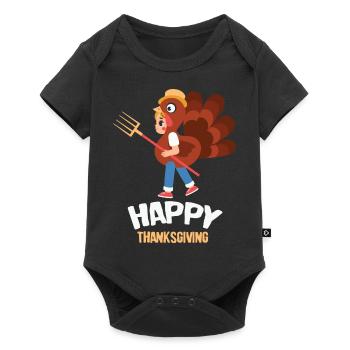 Joyeux Thanksgving Turquie Enfant Automne Automne - Body à manches courtes Premium Bébé - noir - Devant