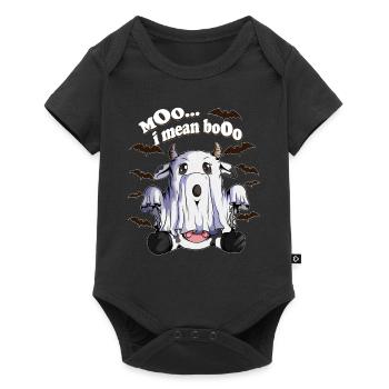Drôles de fantômes Vache fantôme Vaches Halloween Enfants - Body à manches courtes Premium Bébé - noir - Devant