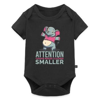 An African elephant with chocolate snacking cookie - Baby Premium short-sleeve bodysuit - black - Front