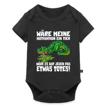 Motivation lustlos Witziges T-Rex Dino Outfit - Baby Premium Kurzarmbody - Schwarz - Vorne