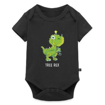 Dinosaur T-Rex Lumières de Noël Arbre de Noël - Body à manches courtes Premium Bébé - noir - Devant