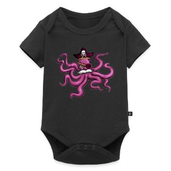 Octopus Pirate Chapeau Pirate Eye Patch Moustache - Body à manches courtes Premium Bébé - noir - Devant