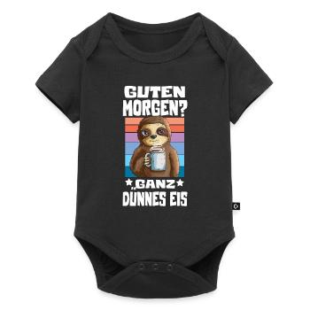 Faultier will Kaffee Guten Morgen? Ganz dünnes Eis - Baby Premium Kurzarmbody - Schwarz - Vorne