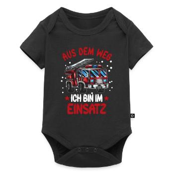 Feuerwehrspruch Feuerwehrauto Kinder Outfit - Baby Premium Kurzarmbody - Schwarz - Vorne