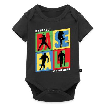 Baseball Baseballspieler USA Sport Vintage Retro - Baby Premium Kurzarmbody - Schwarz - Vorne