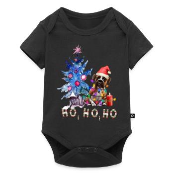 Weihnachtshund Boxer - Baby Premium Kurzarmbody - Schwarz - Vorne