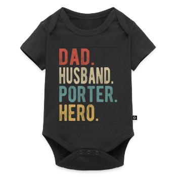 Porter Papa Mari Héros - Body à manches courtes Premium Bébé - noir - Devant