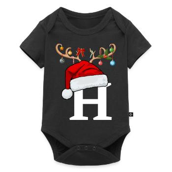Letter H Christmas hat - Baby Premium short-sleeve bodysuit - black - Front