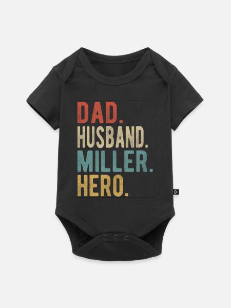 Müller Papa Ehemann Held - Baby Premium Kurzarmbody - Schwarz