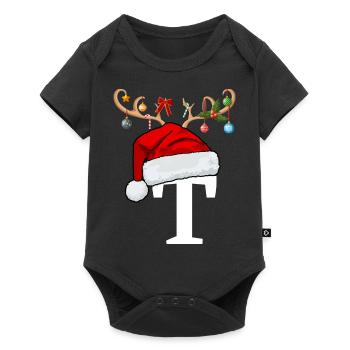 Letter T Christmas hat - Baby Premium short-sleeve bodysuit - black - Front