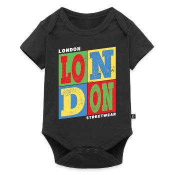 London England UK Stadt Bunt Skyline Heimat - Baby Premium Kurzarmbody - Schwarz - Vorne