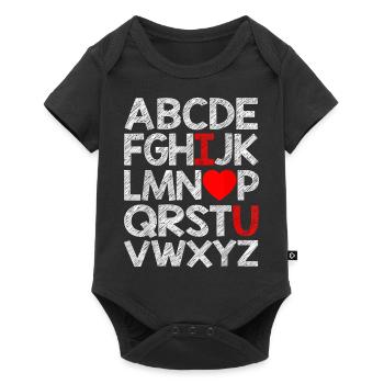 Alphabet ABC I Love You T Shirt Valentines Day - Body à manches courtes Premium Bébé - noir - Devant