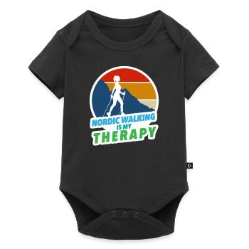 La marche nordique est ma thérapie Course à pied Jogging Randonnée - Body à manches courtes Premium Bébé - noir - Devant
