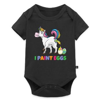 I Paint Eggs Funny Easter Unicorn Easter Eggs - Baby Premium Kurzarmbody - Schwarz - Vorne