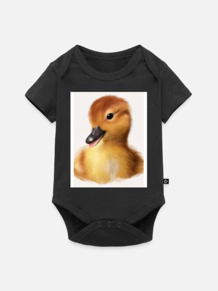 Baby Ente - Nutztier - Baby Premium Kurzarmbody - Schwarz