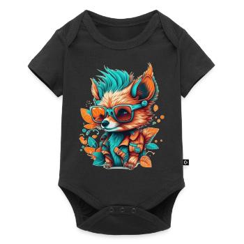 Ein Fuchs mit Brille, der seinen Urlaub genießt - Baby Premium Kurzarmbody - Schwarz - Vorne