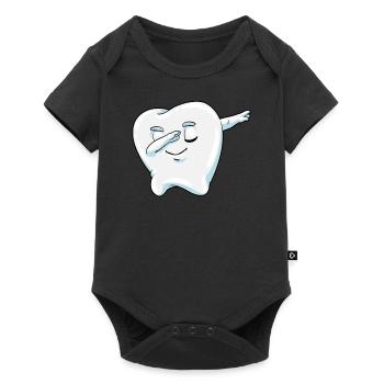 Dabbender Zahn Milchzahn Zahnarzt Geschenk - Baby Premium Kurzarmbody - Schwarz - Vorne