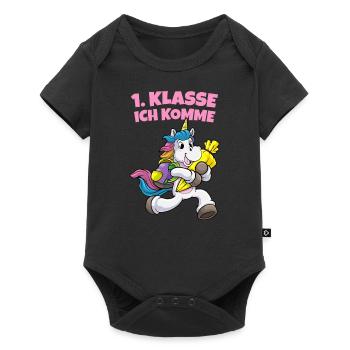 Lustige Geschenke Erste Klasse Einschulung - Baby Premium Kurzarmbody - Schwarz - Vorne