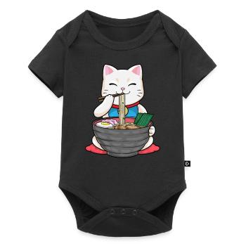 Winkende Katze Ramen Japan Nudelsuppe - Baby Premium Kurzarmbody - Schwarz - Vorne