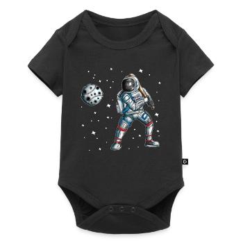 Astronaut Baseballspieler Baseball Universum All - Baby Premium Kurzarmbody - Schwarz - Vorne