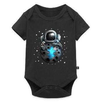 Astronauten Puzzle Autims Moon Blue Universum All - Baby Premium Kurzarmbody - Schwarz - Vorne