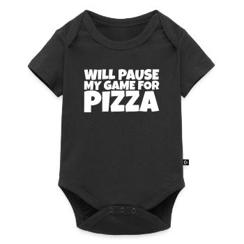 Gamer Gaming Nerd Pizza Lover Gift - Baby Premium short-sleeve bodysuit - black - Front