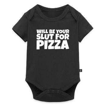 Adulte Humour Ironique Perv Pizza Lover Cadeau - Body à manches courtes Premium Bébé - noir - Devant