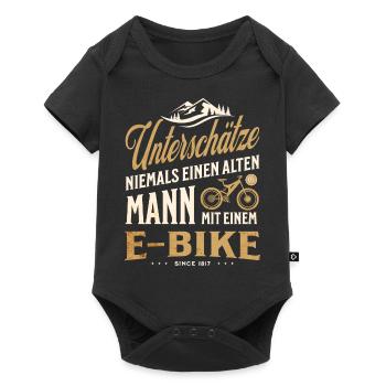 E Bike Alter Mann Spruch - Baby Premium Kurzarmbody - Schwarz - Vorne