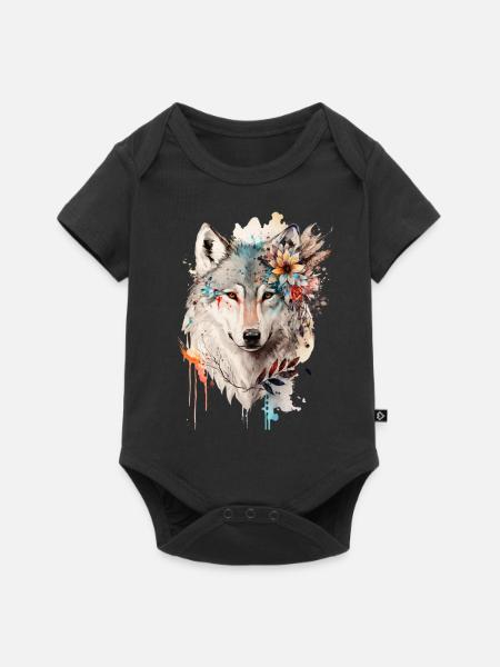 Blumenwolf - Premium kortærmet baby-body  - sort