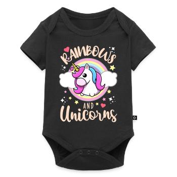 Rainbow and unicorn - Baby Premium short-sleeve bodysuit - black - Front