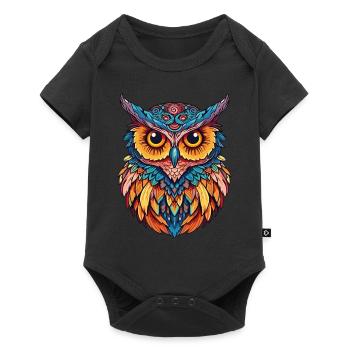 Owl Animal Bird Nature Wilderness Mysticism Colorful Art - Baby Premium short-sleeve bodysuit - black - Front