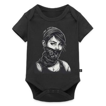 Jeune femme rebelle au bandana cool look street - Body à manches courtes Premium Bébé - noir - Devant