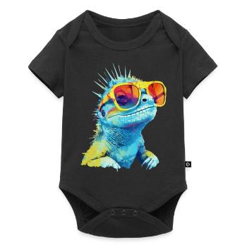 Zou le lézard à lunettes - Body à manches courtes Premium Bébé - noir - Devant
