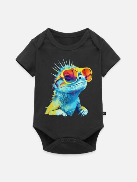 Zou de brilhagedis - Premium babyrompertje met korte mouwen  - zwart