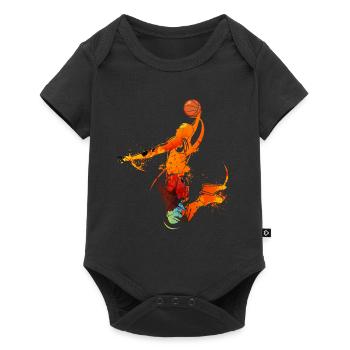 Basketball Spieler Dunking Jump Feuer Flamme Retro - Baby Premium Kurzarmbody - Schwarz - Vorne