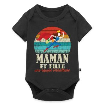 Équipe Maman Fille Humour Super Maman Femme - Body à manches courtes Premium Bébé - noir - Devant