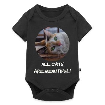 The cat with the sweet look - Baby Premium short-sleeve bodysuit - black - Front